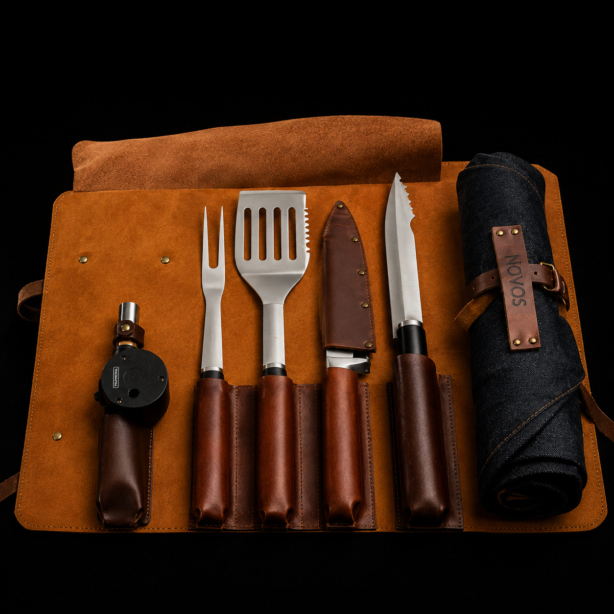 Kit Maestro Parrillero Personalizado – Estuche de Cuero Premium y Herramientas para Asado