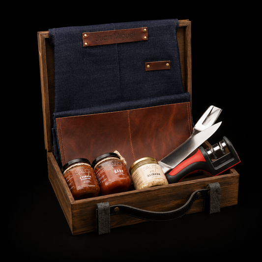Kit Maestro Parrillero Personalizado – Caja de Madera Premium con Delantal y Herramientas